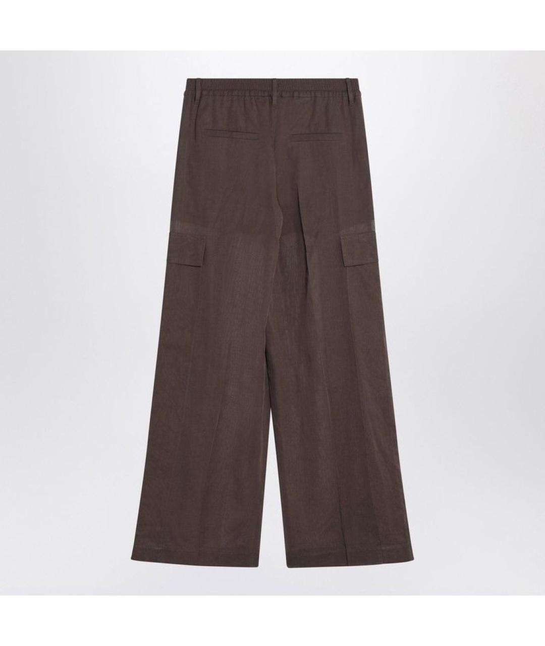 BRUNELLO CUCINELLI Коричневые хлопковые прямые брюки, фото 2