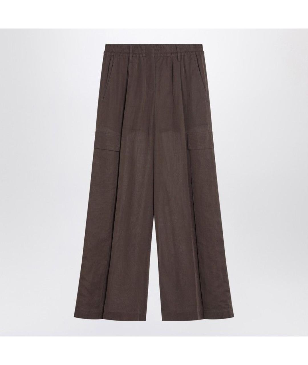 BRUNELLO CUCINELLI Коричневые хлопковые прямые брюки, фото 3