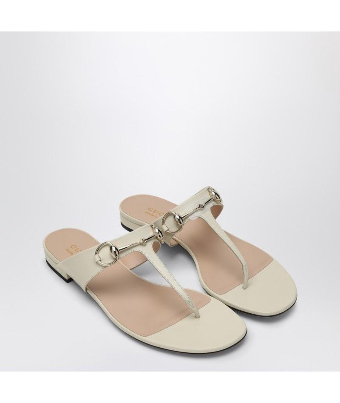 GUCCI Белые кожаные сандалии, фото 2