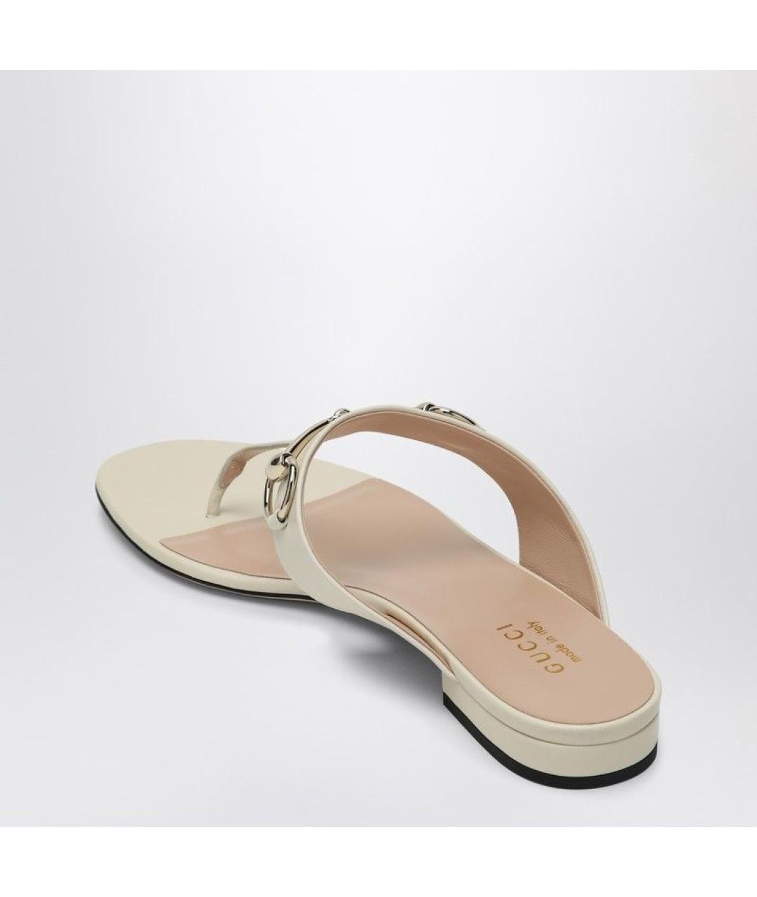 GUCCI Белые кожаные сандалии, фото 3