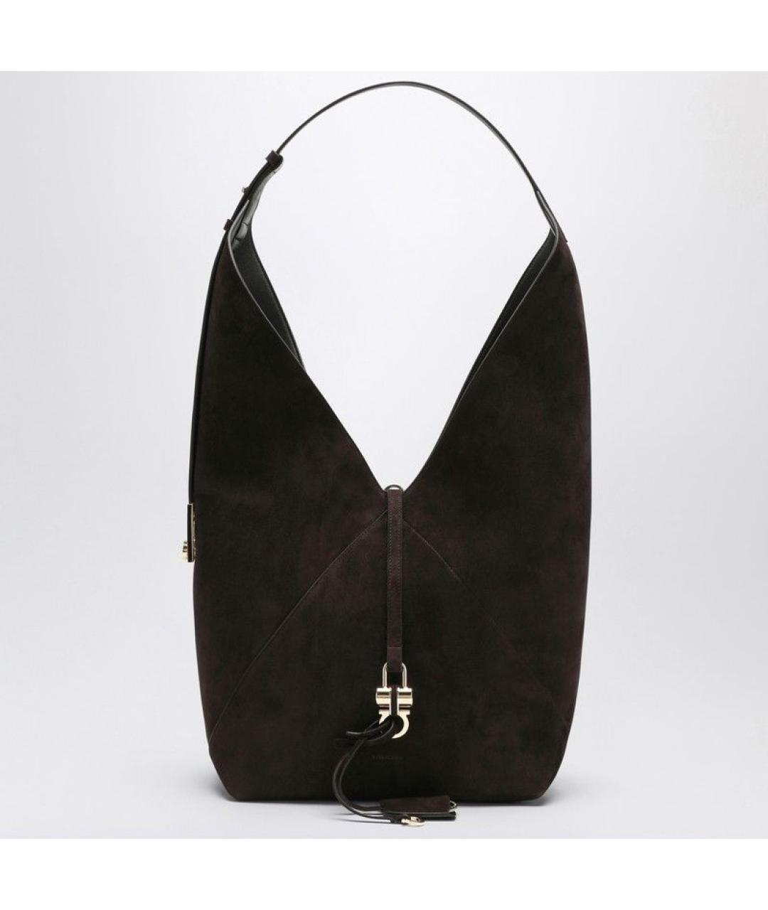 FERRAGAMO Коричневая кожаная сумка через плечо, фото 3
