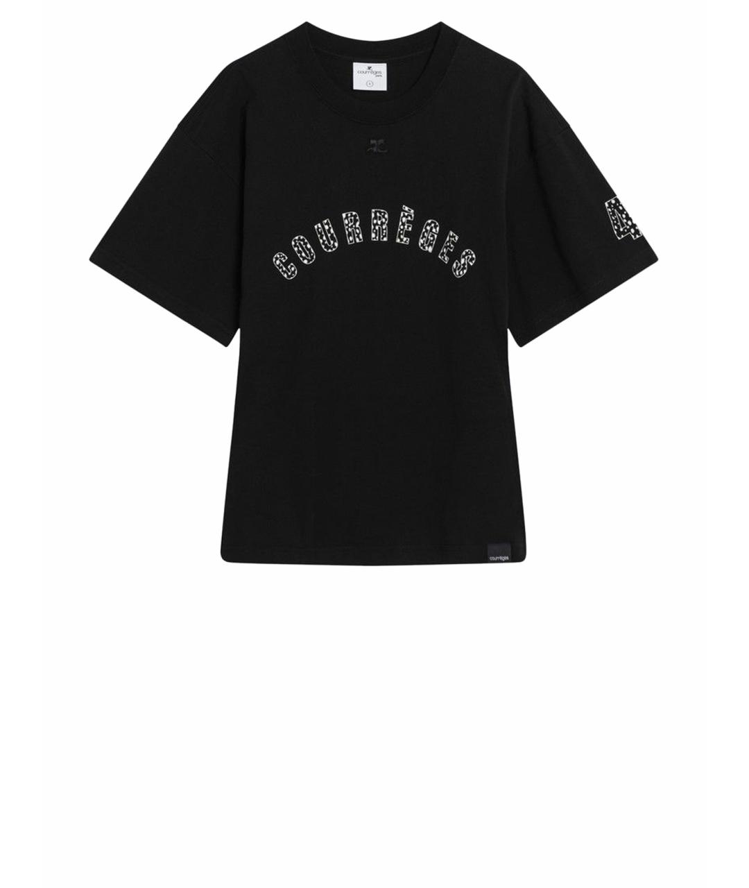 COURREGES Черная хлопковая футболка, фото 4