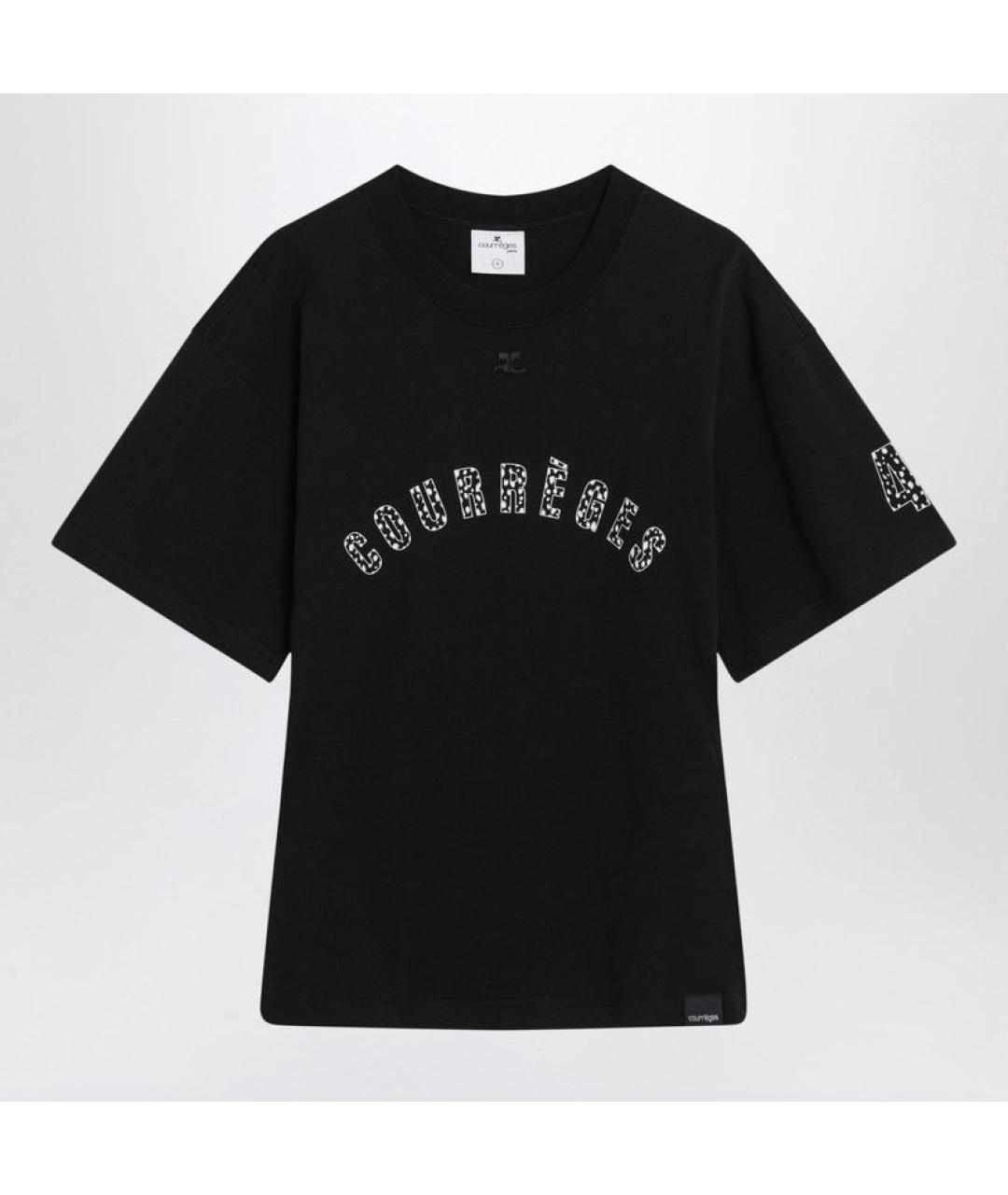 COURREGES Черная хлопковая футболка, фото 3