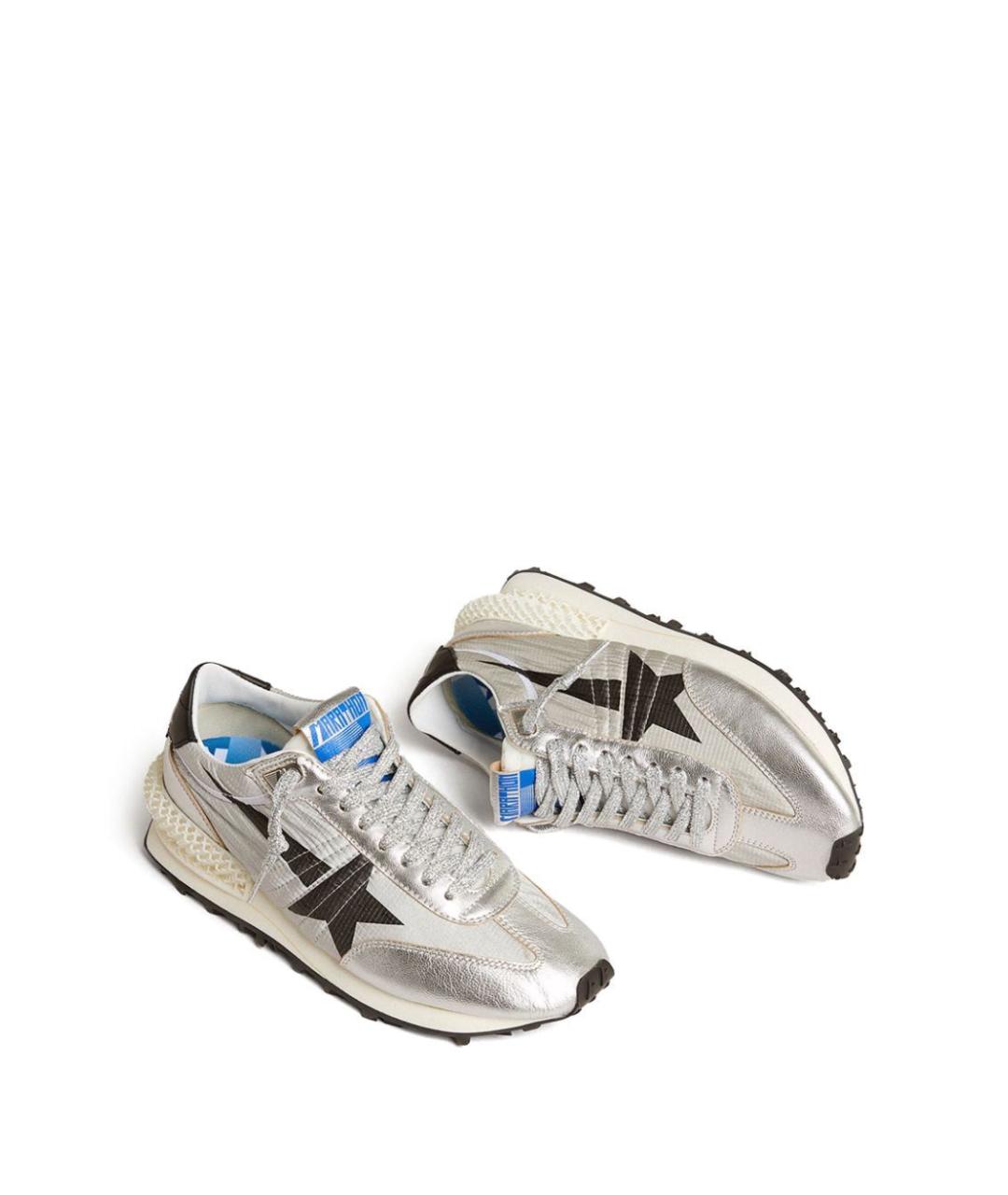 GOLDEN GOOSE DELUXE BRAND Серебряные кожаные кроссовки, фото 2