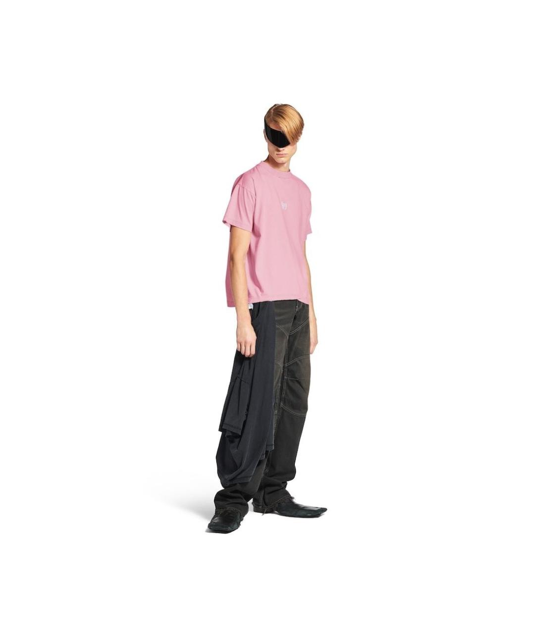 BALENCIAGA Розовая полиэстеровая футболка, фото 3