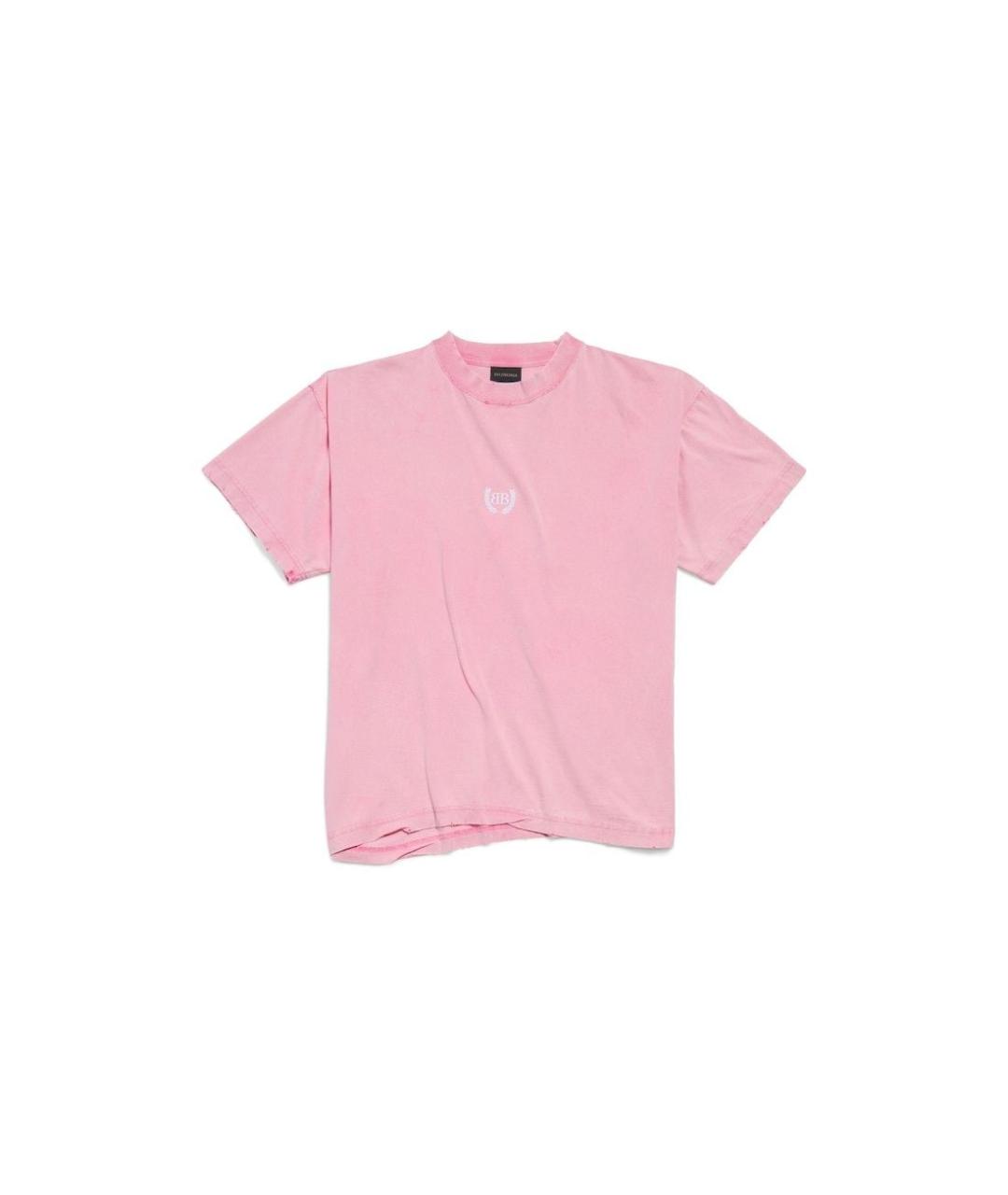 BALENCIAGA Розовая полиэстеровая футболка, фото 1