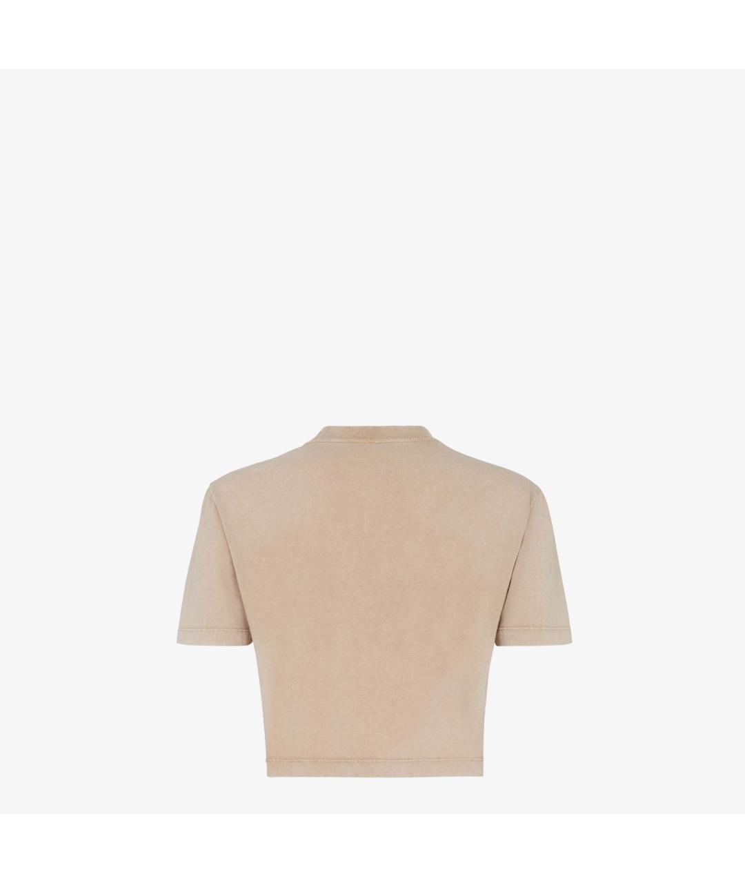 FENDI Бежевая хлопковая футболка, фото 2