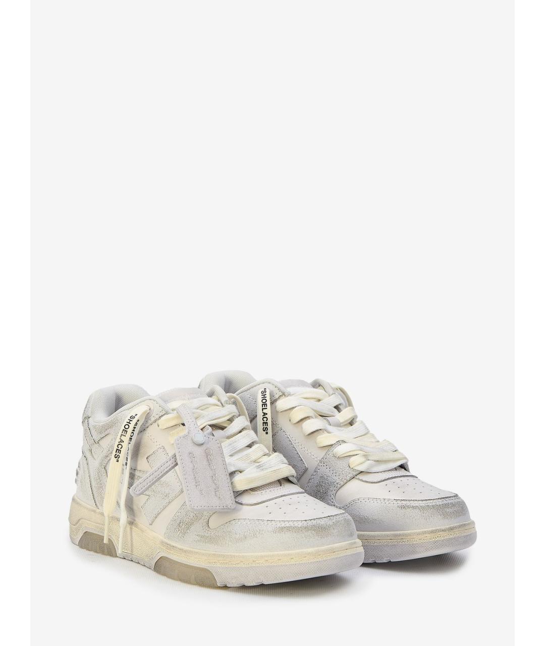 OFF-WHITE Белые кожаные низкие кроссовки / кеды, фото 2