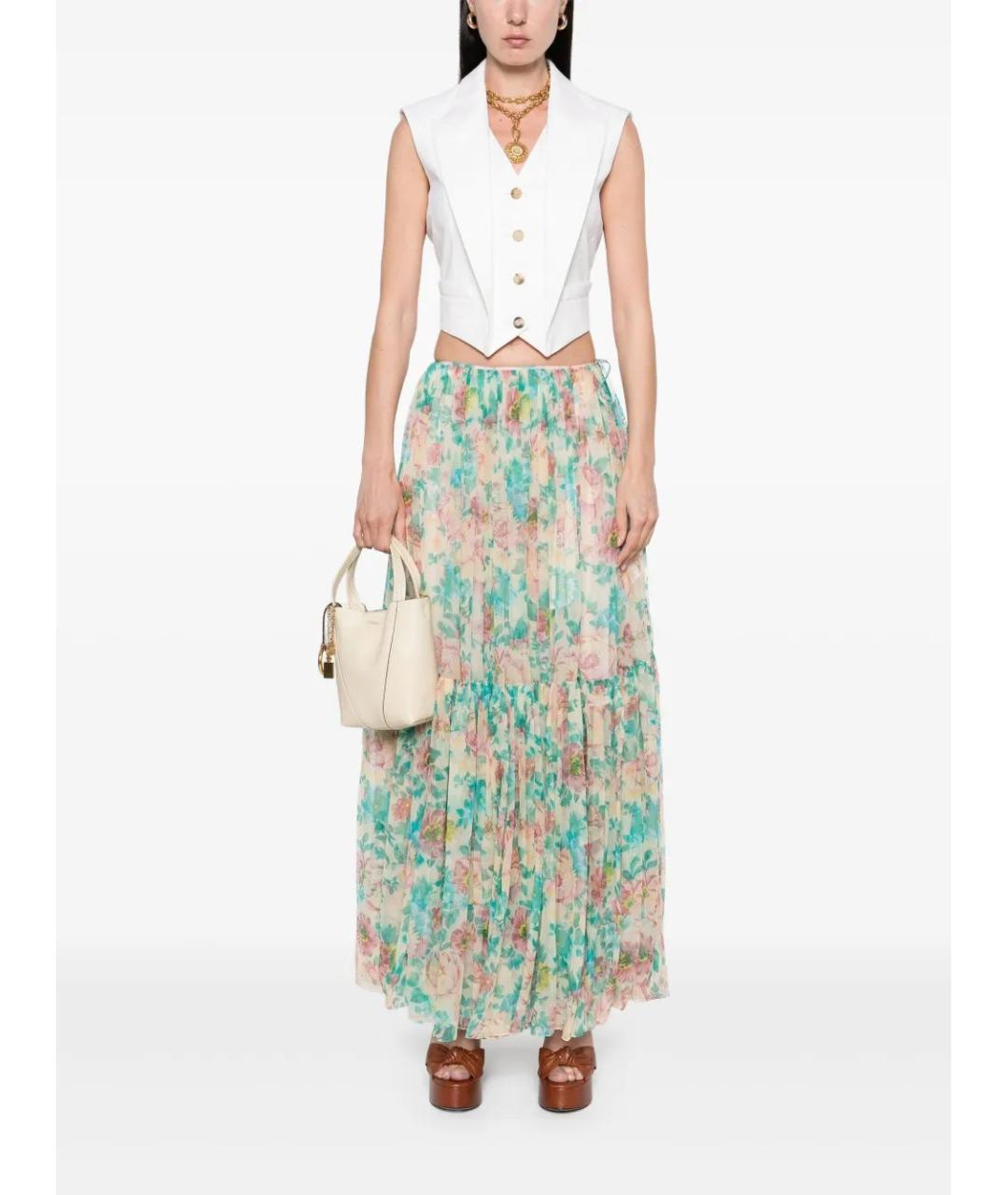CHLOE Мульти шелковая юбка миди, фото 5