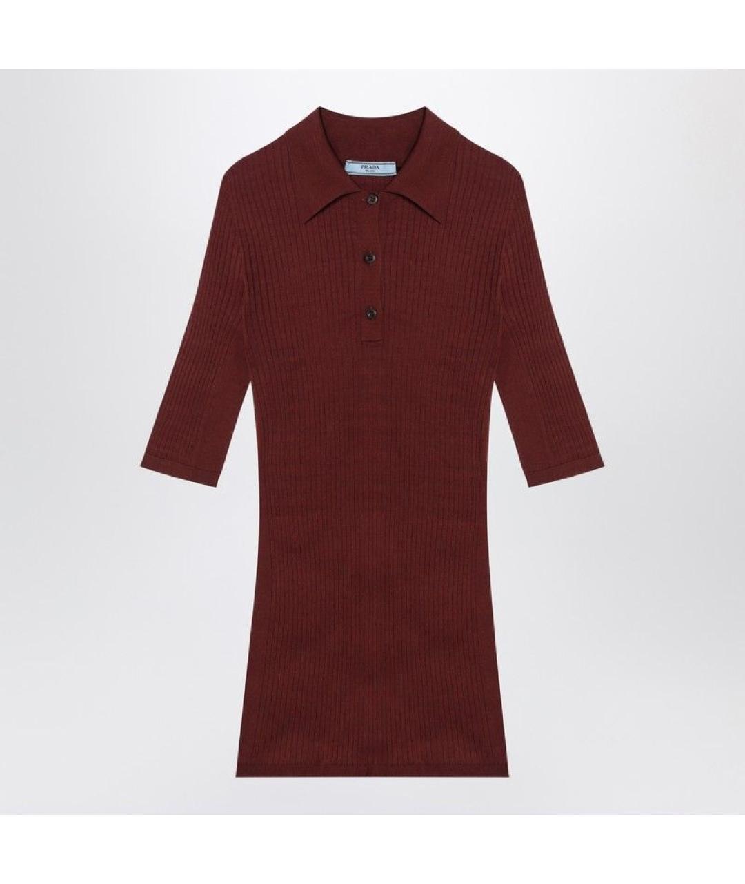 PRADA Бордовая хлопковая футболка, фото 3