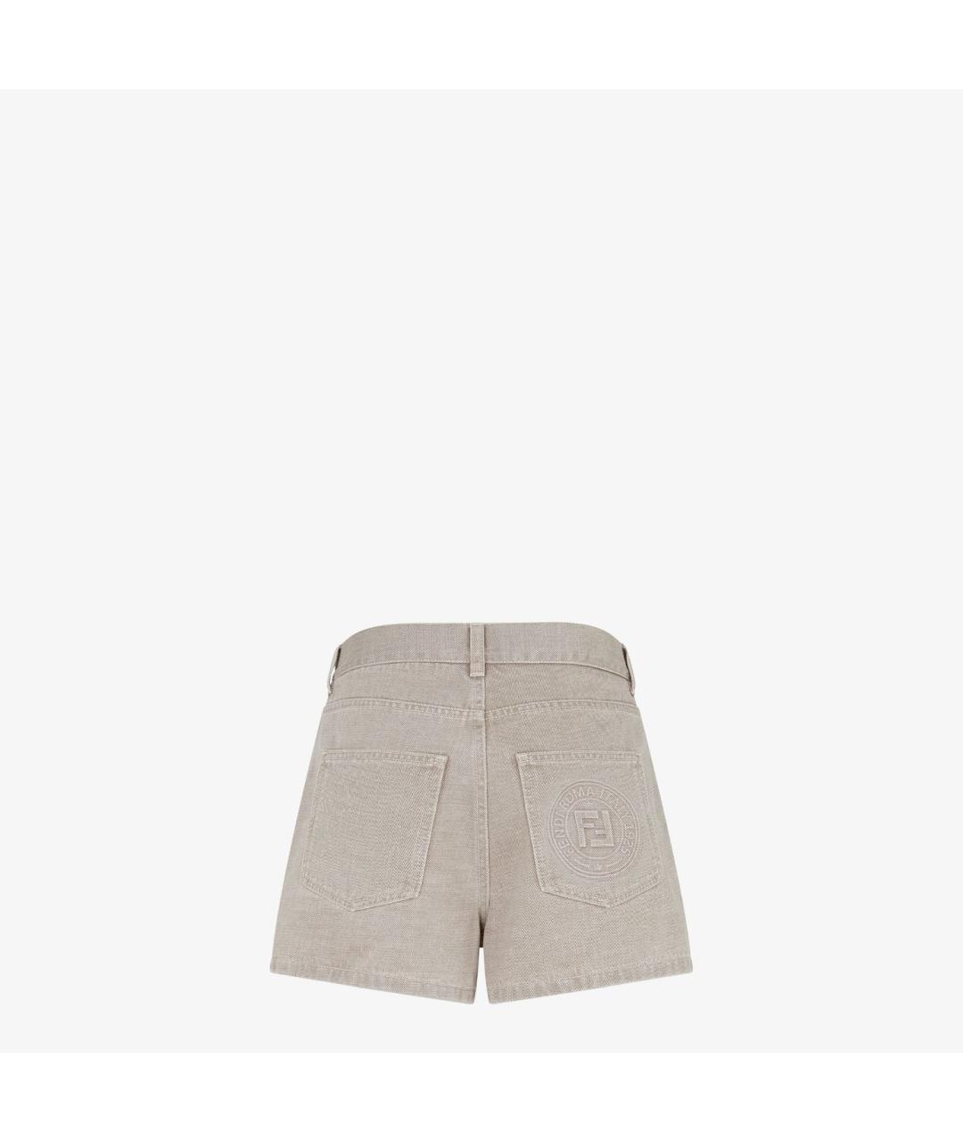 FENDI Бежевые хлопковые прямые брюки, фото 2