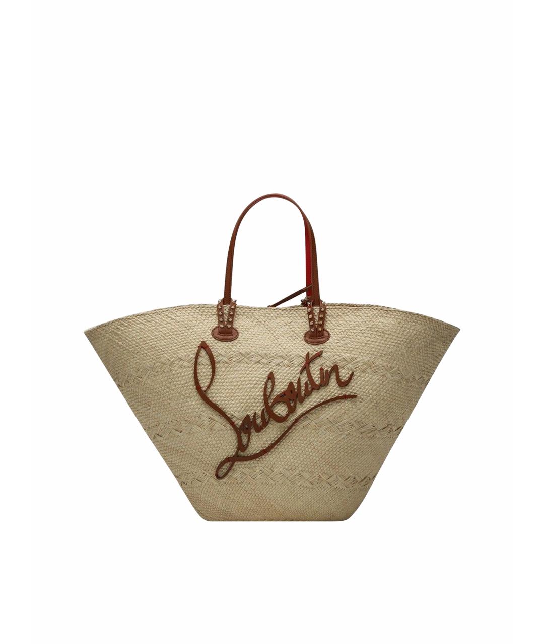 CHRISTIAN LOUBOUTIN Бежевая пелетеная сумка тоут, фото 1