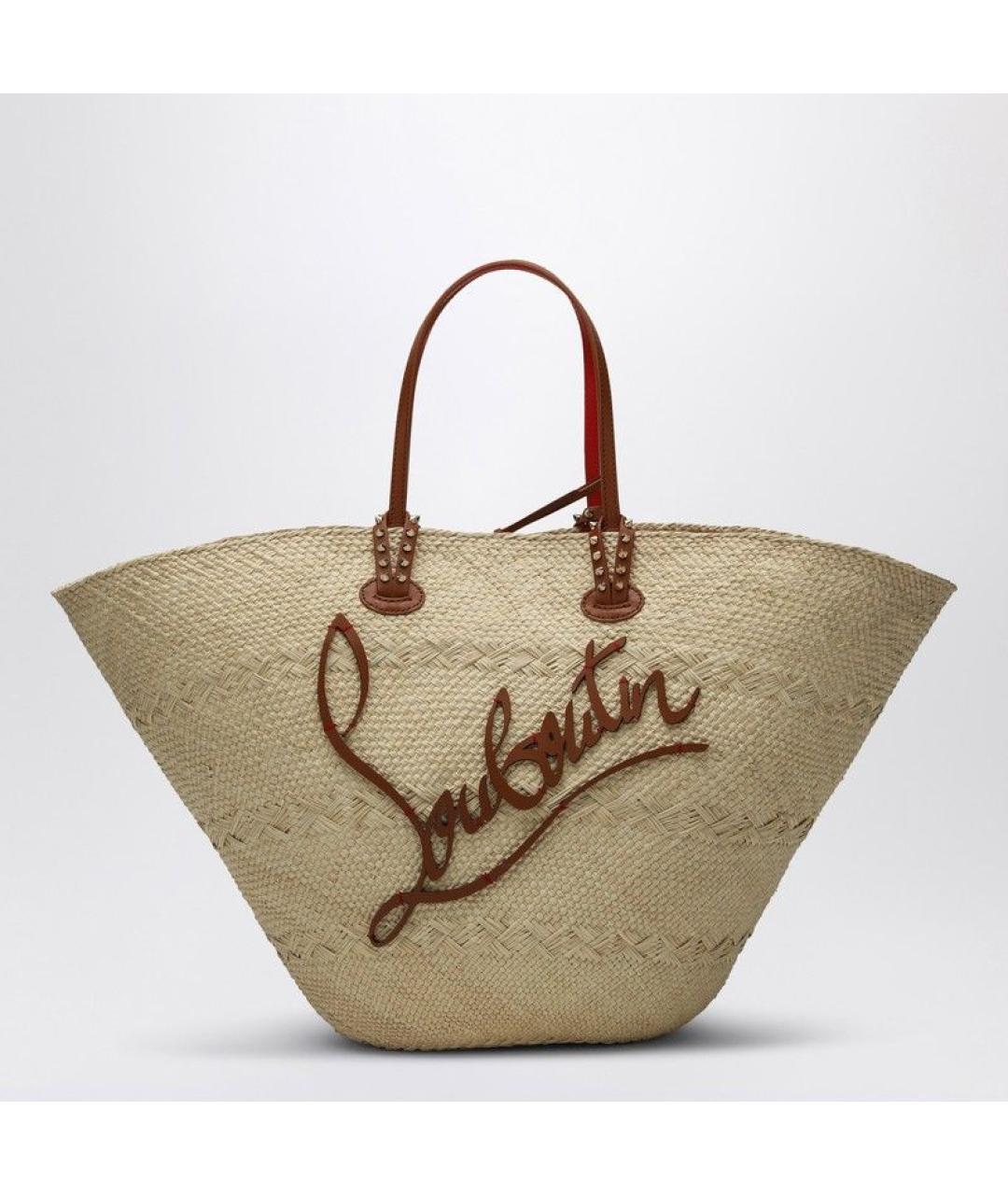 CHRISTIAN LOUBOUTIN Бежевая пелетеная сумка тоут, фото 3