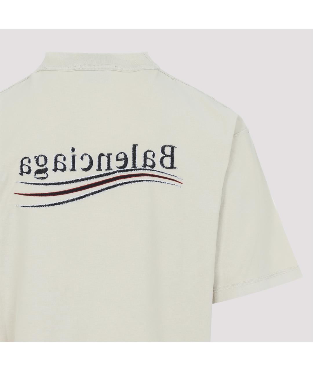 BALENCIAGA Бежевая хлопковая футболка, фото 4