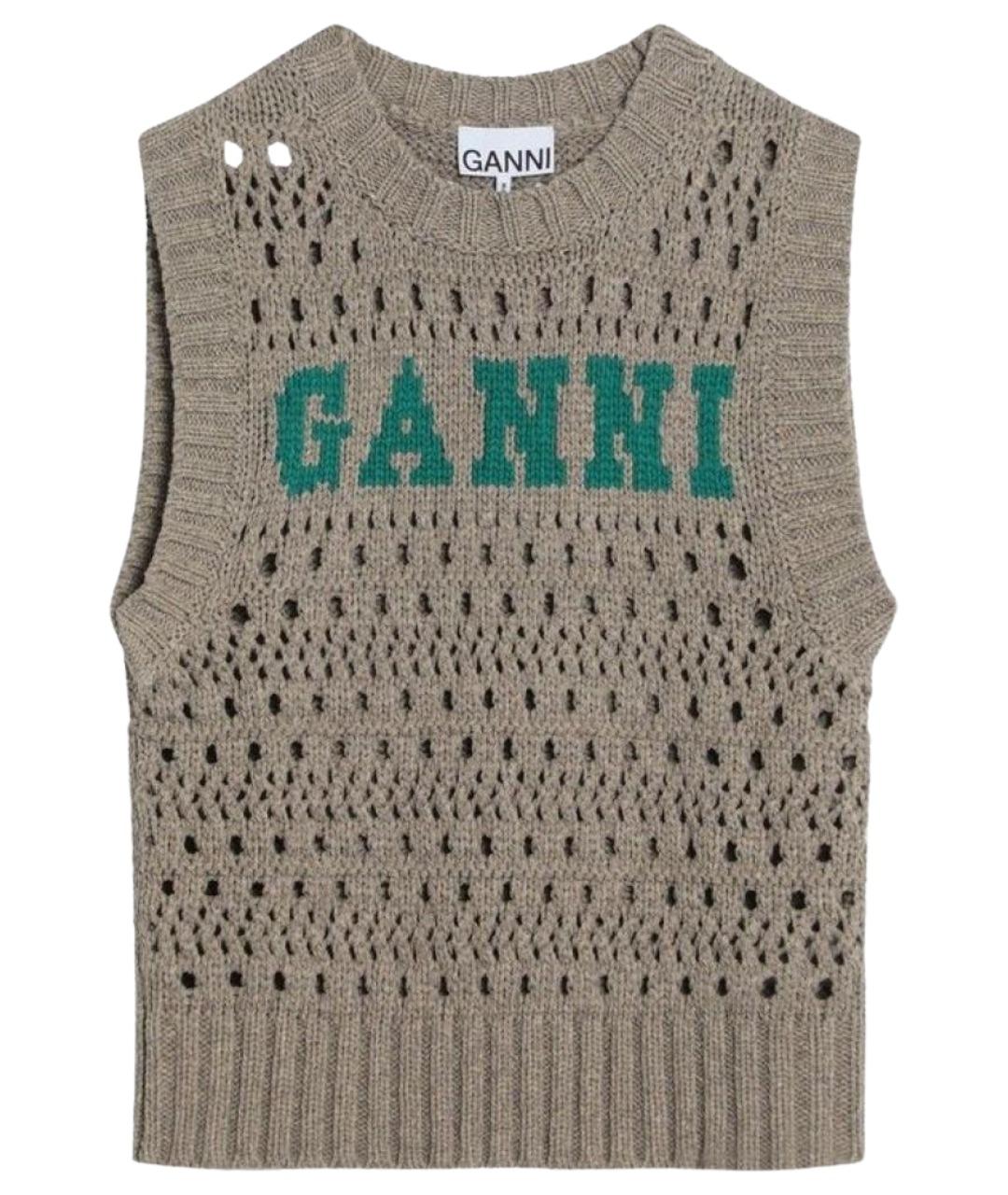 GANNI Серая хлопковая жилетка, фото 1