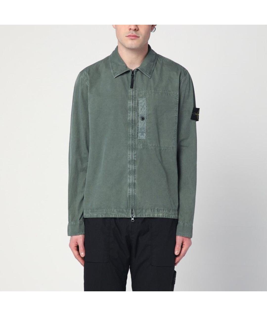 STONE ISLAND Зеленая хлопковая кэжуал рубашка, фото 2