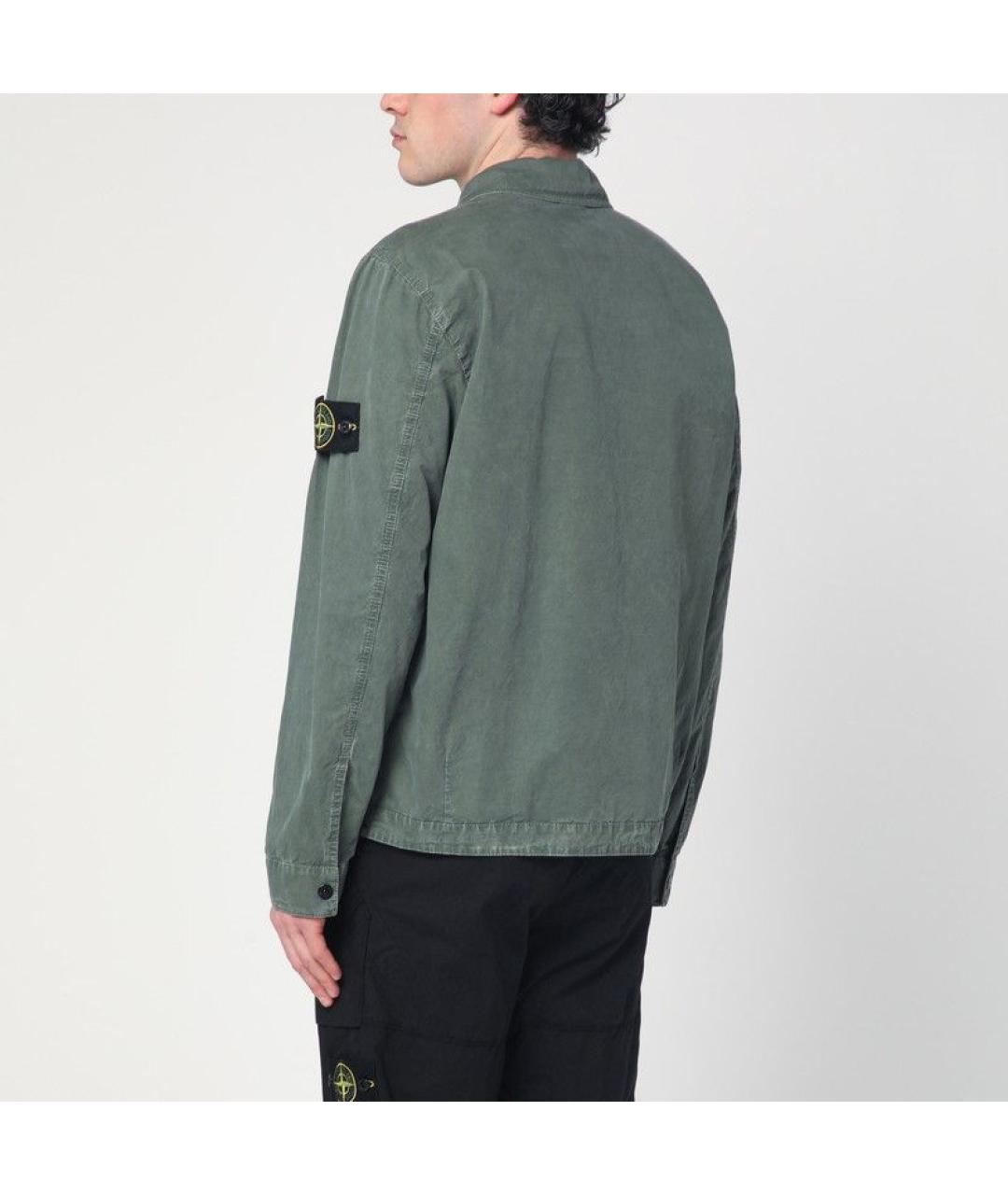 STONE ISLAND Зеленая хлопковая кэжуал рубашка, фото 3