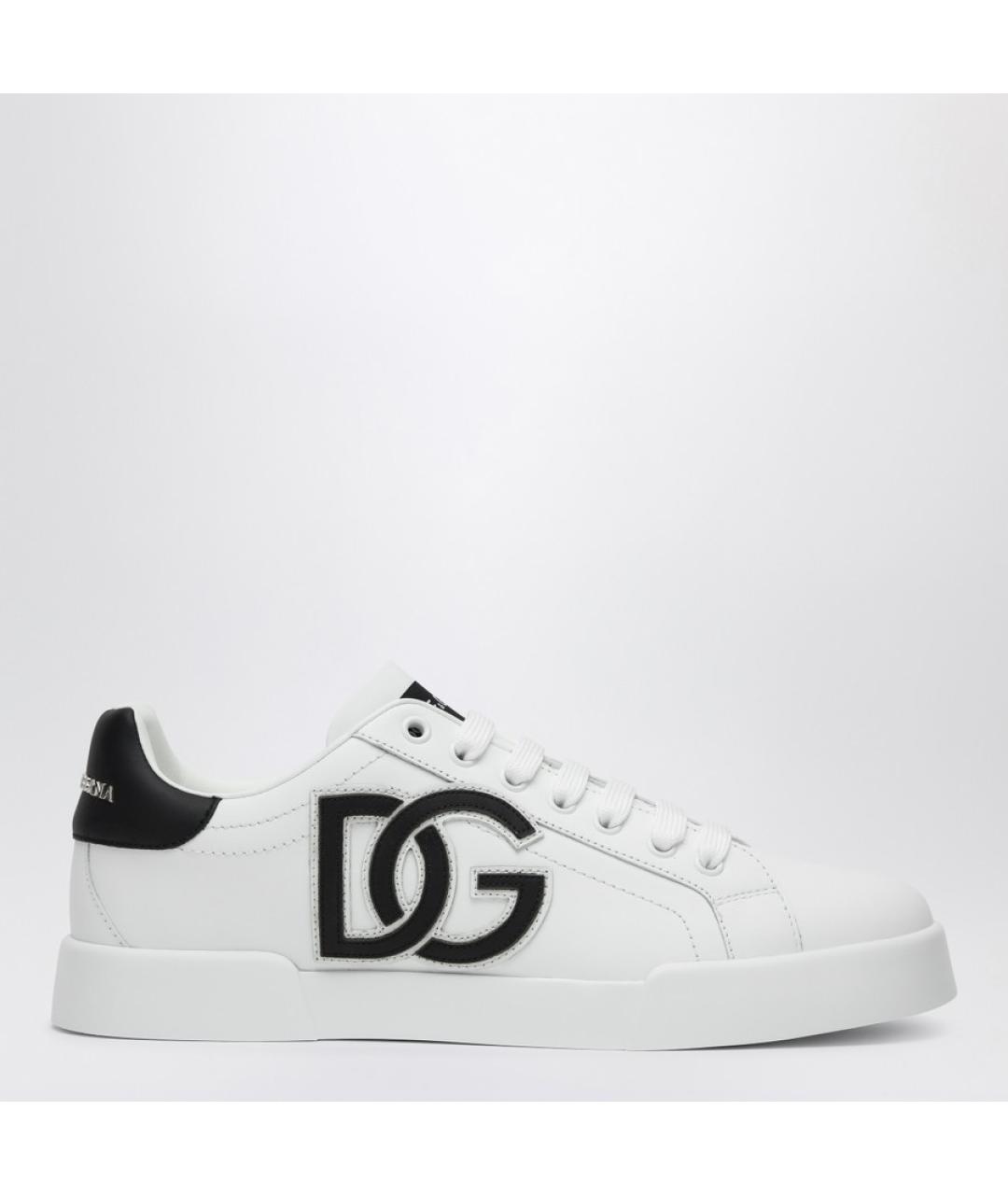 DOLCE&GABBANA Белые кожаные кеды, фото 4