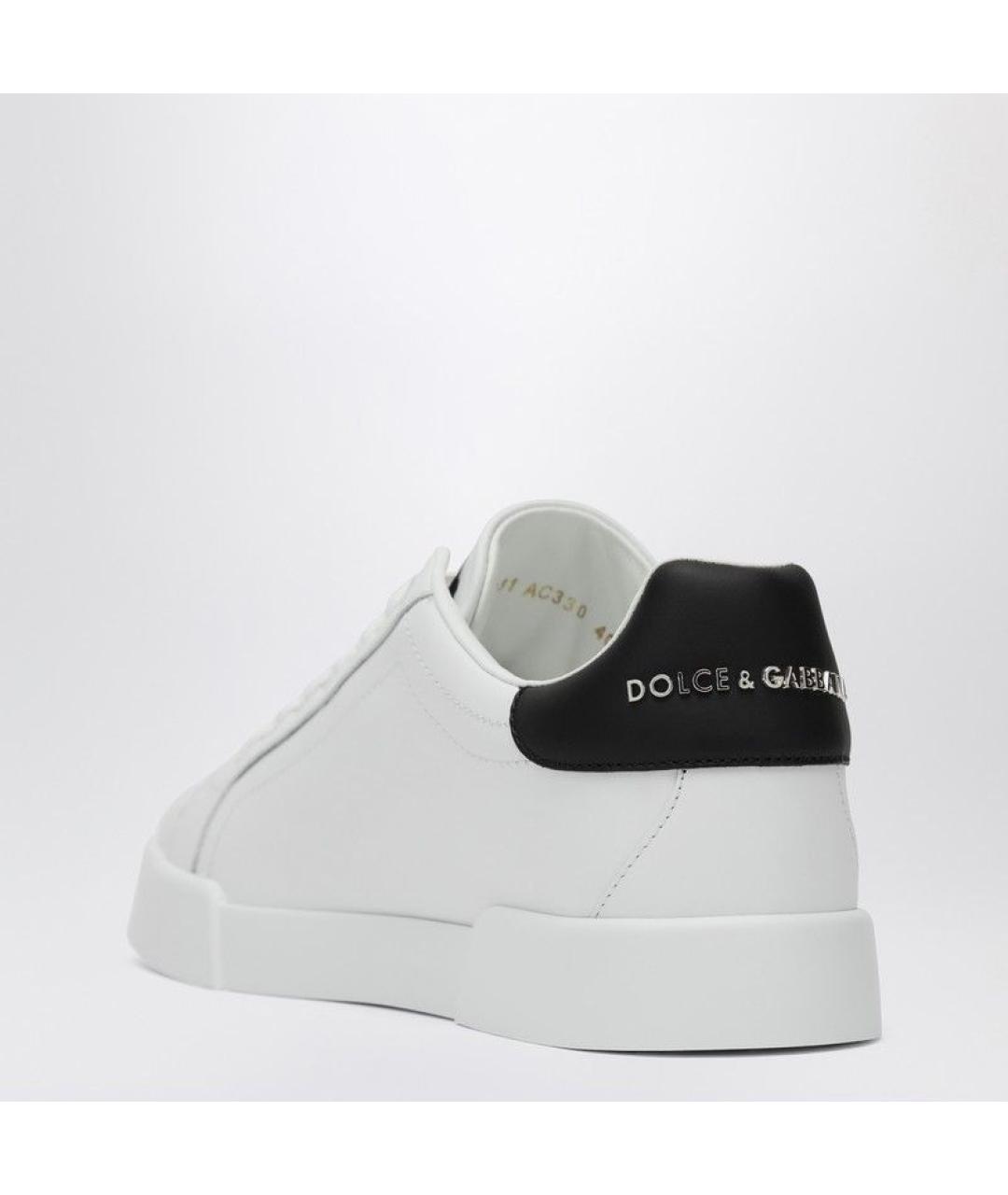 DOLCE&GABBANA Белые кожаные кеды, фото 3