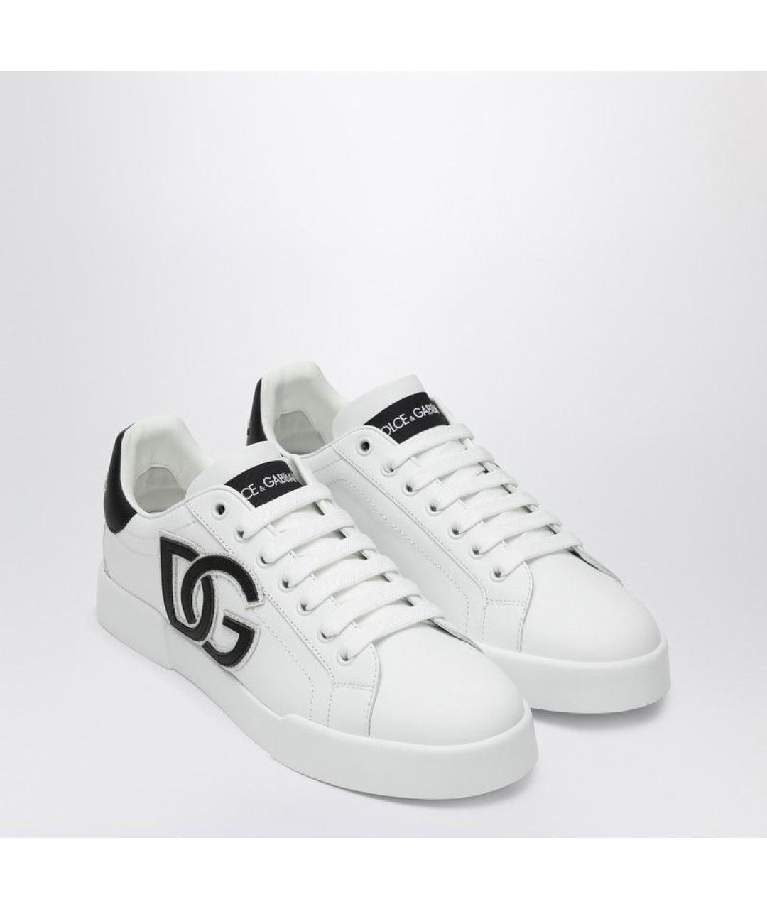 DOLCE&GABBANA Белые кожаные кеды, фото 2