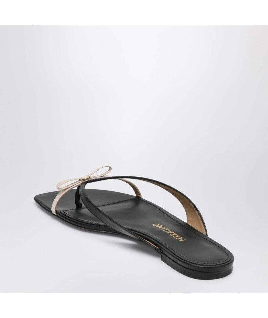 FERRAGAMO Черные кожаные сандалии, фото 3