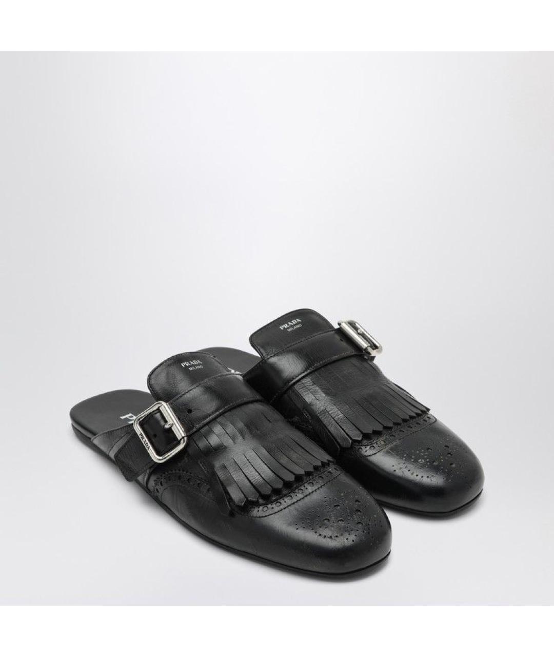 PRADA Черные кожаные мюли, фото 2