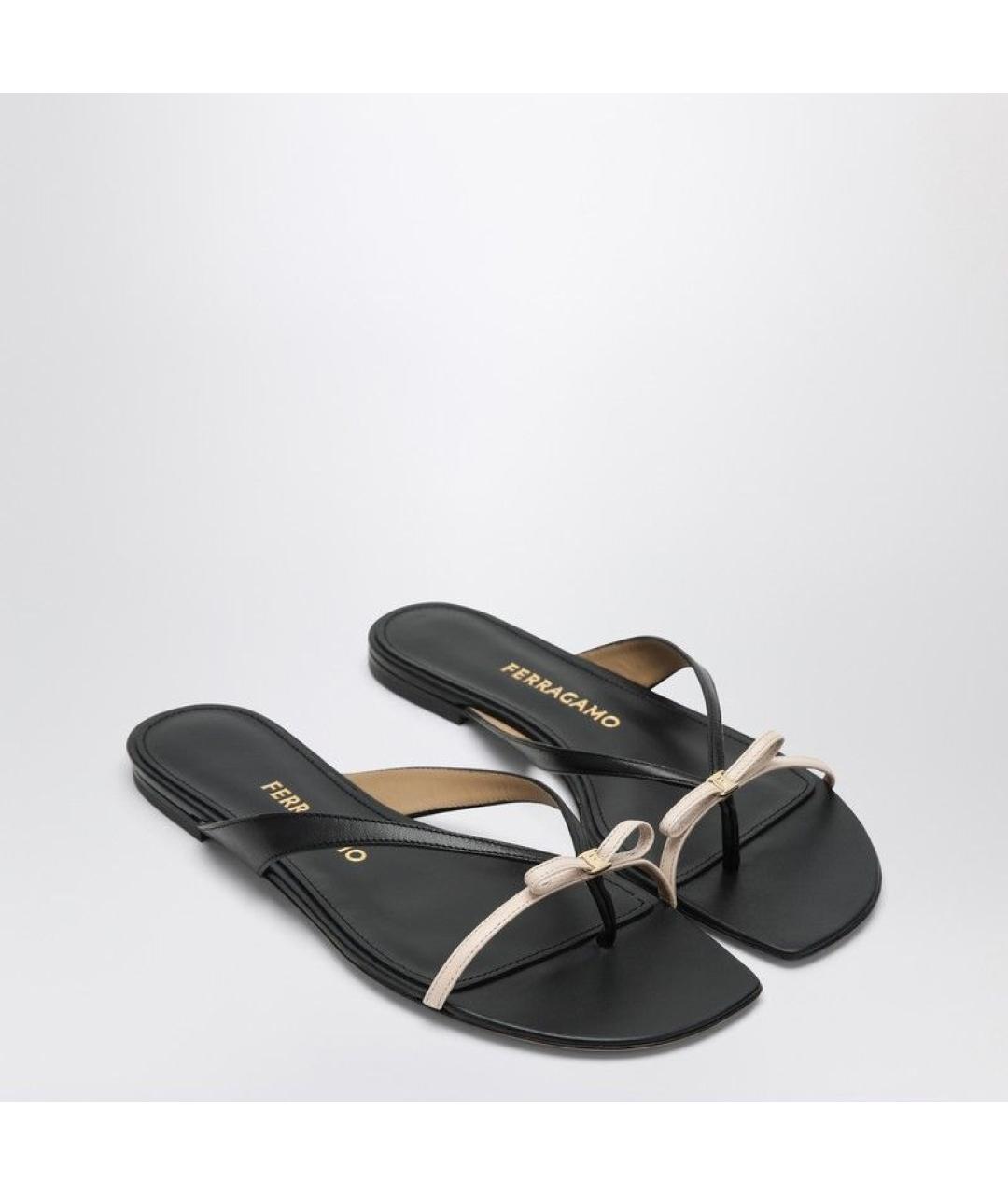 FERRAGAMO Черные кожаные сандалии, фото 2