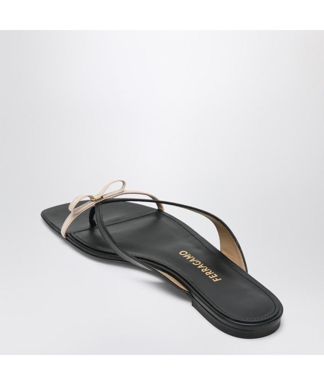 FERRAGAMO Черные кожаные сандалии, фото 3