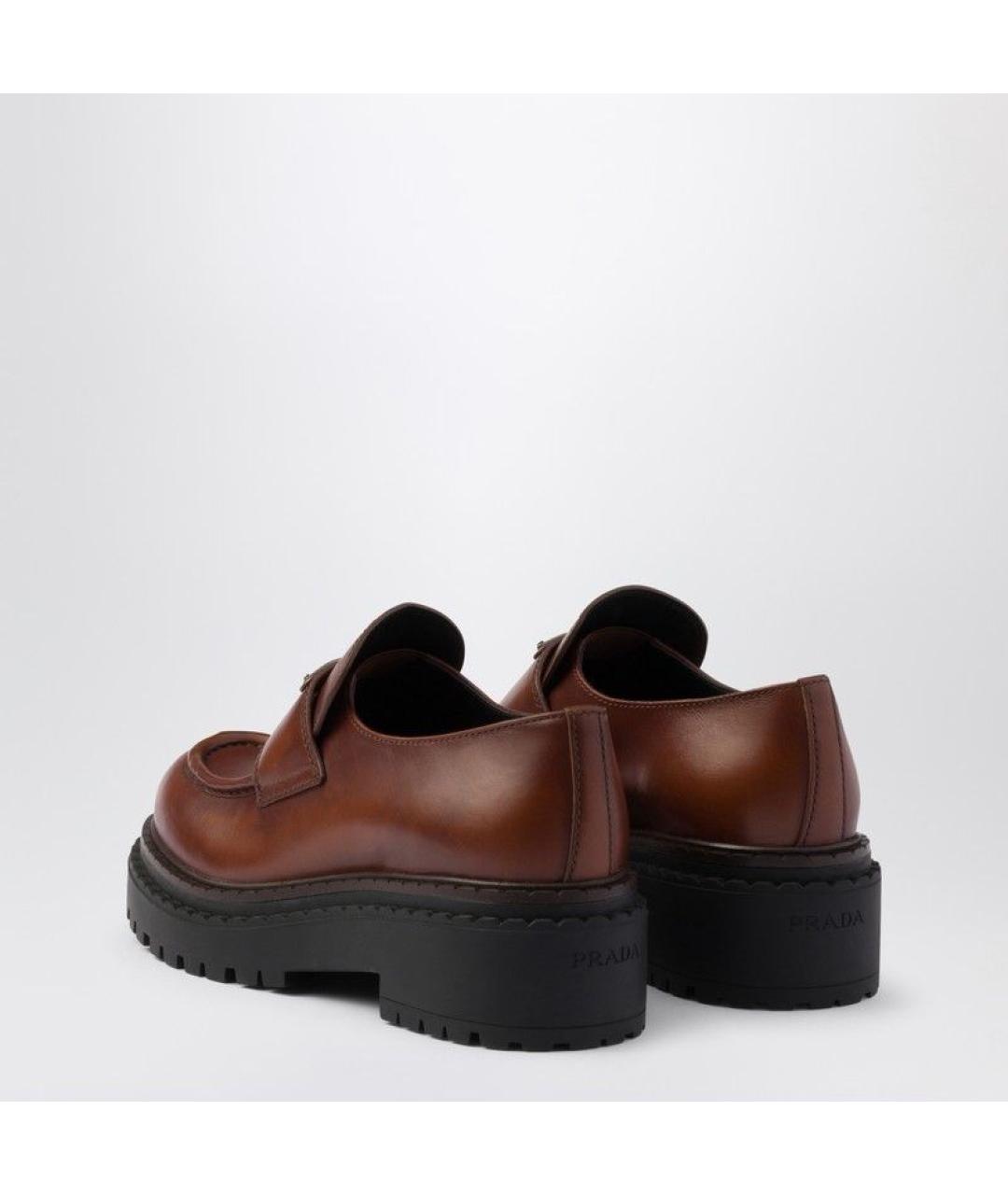 PRADA Коричневые кожаные лоферы, фото 3