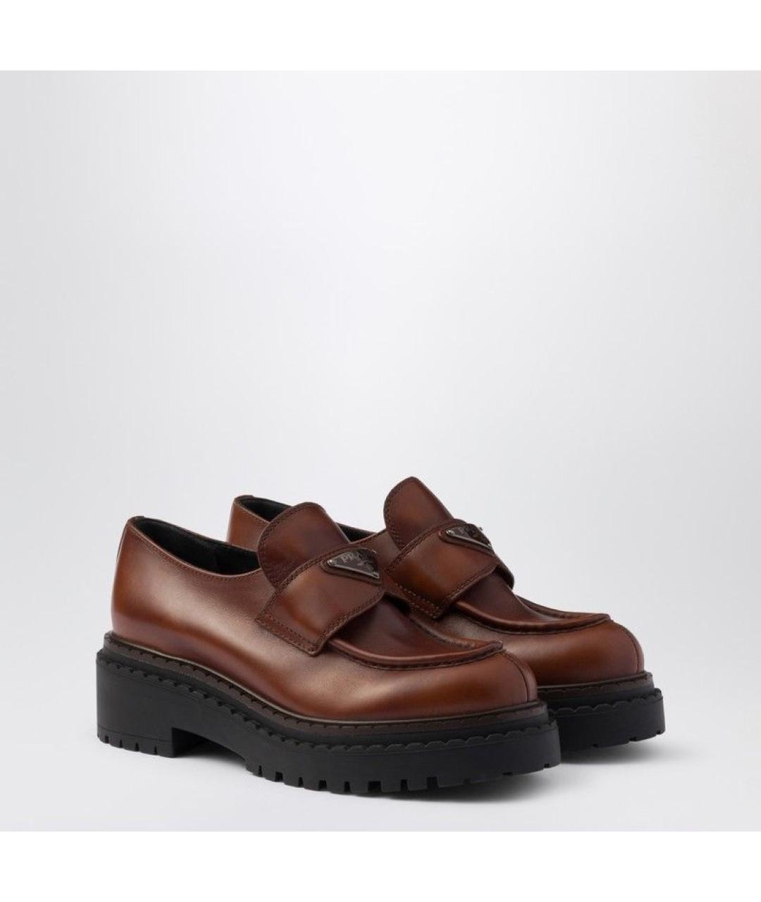PRADA Коричневые кожаные лоферы, фото 2