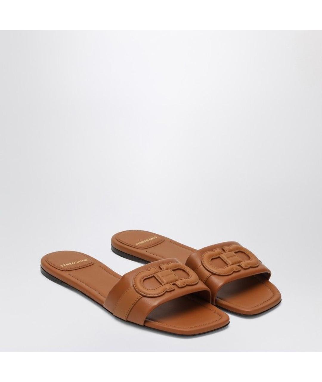 FERRAGAMO Коричневые кожаные сандалии, фото 2