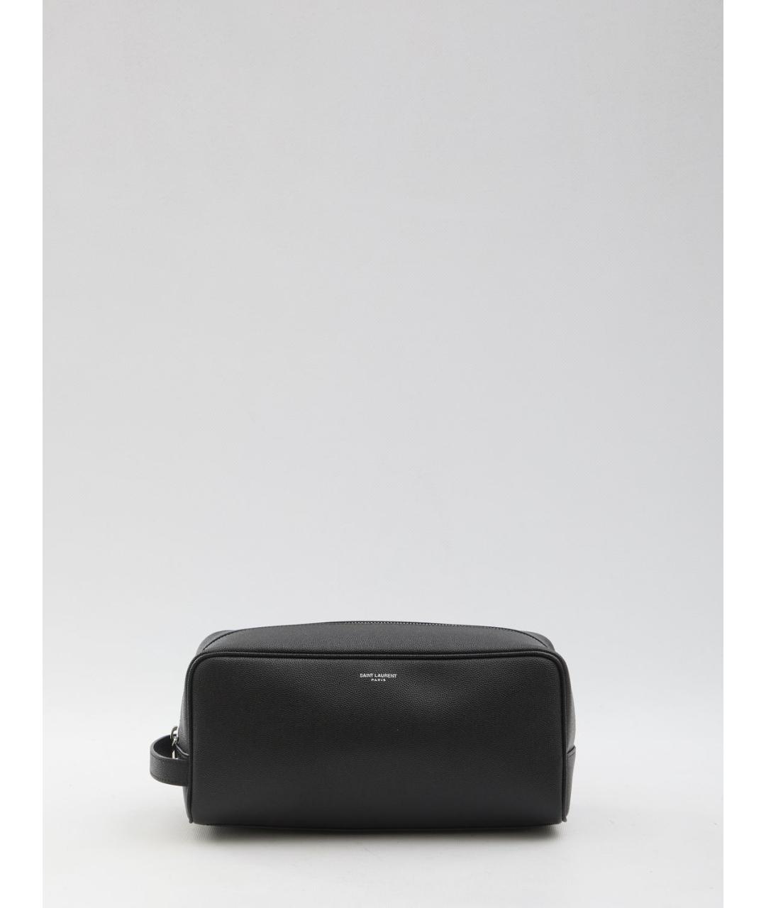 SAINT LAURENT Черная кожаная барсетка, фото 5