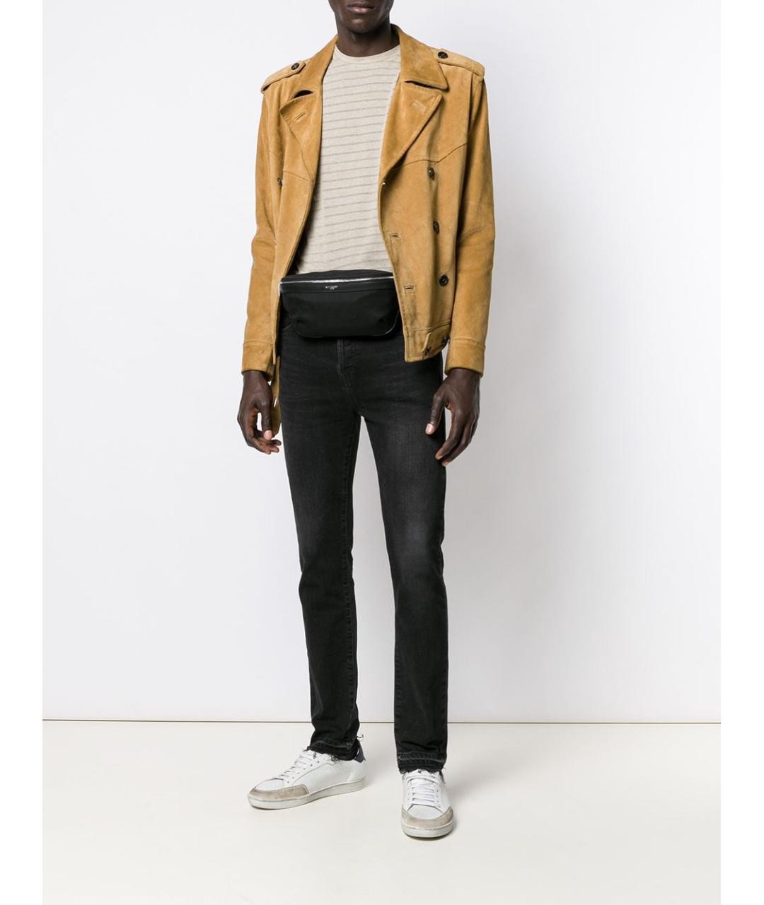 SAINT LAURENT Черная тканевая поясная сумка, фото 2