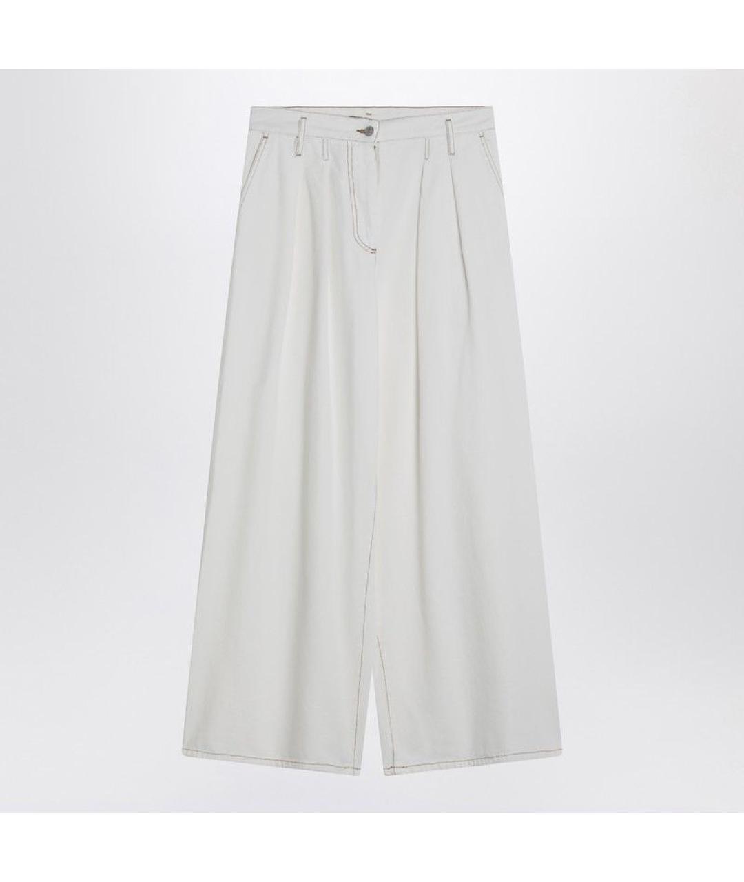DRIES VAN NOTEN Белые хлопковые прямые брюки, фото 3