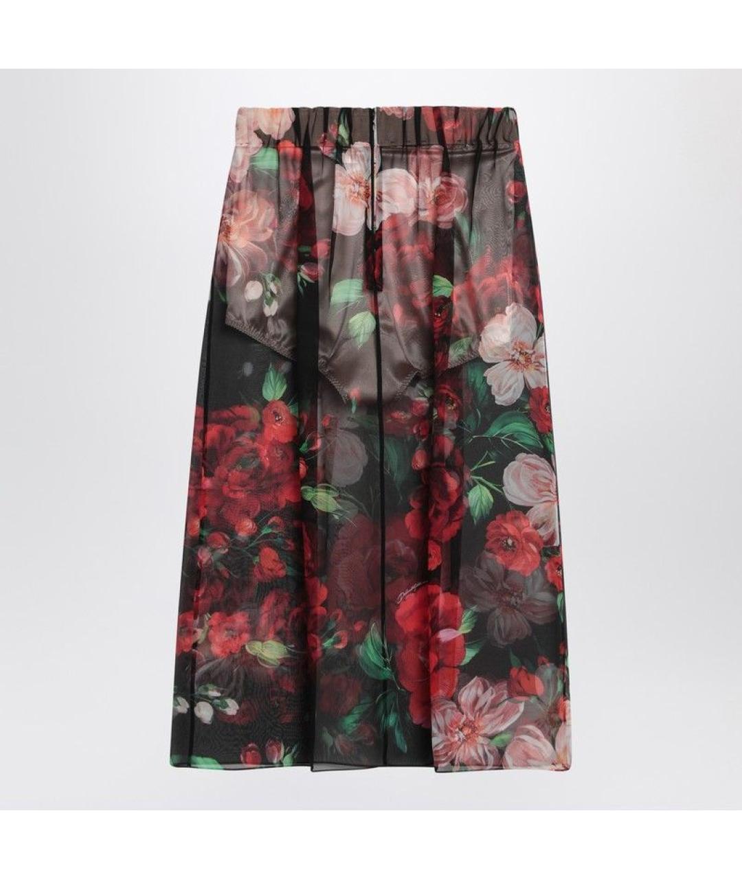 DOLCE&GABBANA Мульти шелковая юбка миди, фото 2