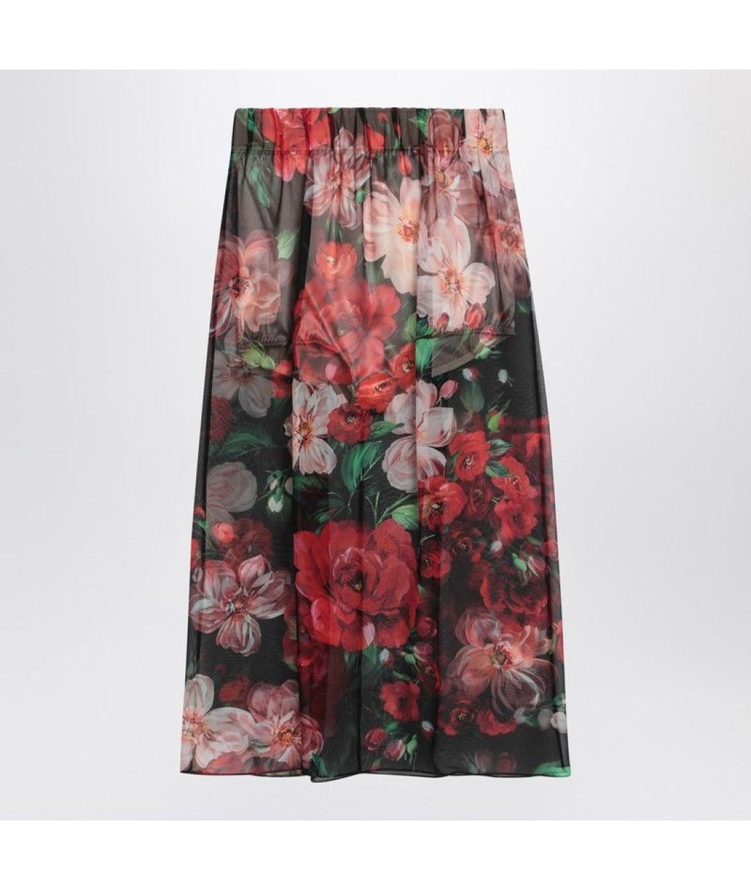DOLCE&GABBANA Мульти шелковая юбка миди, фото 3