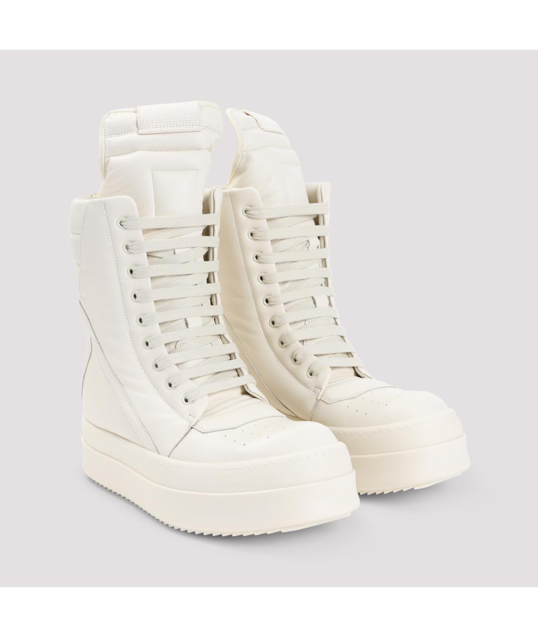 RICK OWENS Белые кожаные низкие кроссовки / кеды, фото 4