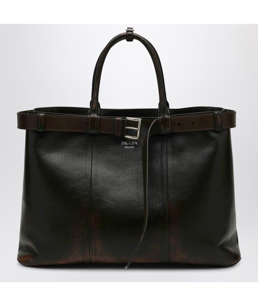 PRADA Коричневая кожаная сумка тоут, фото 3