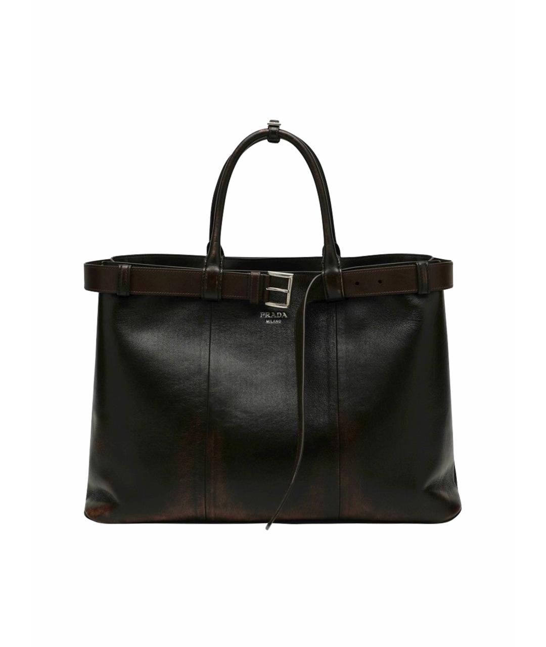 PRADA Коричневая кожаная сумка тоут, фото 1