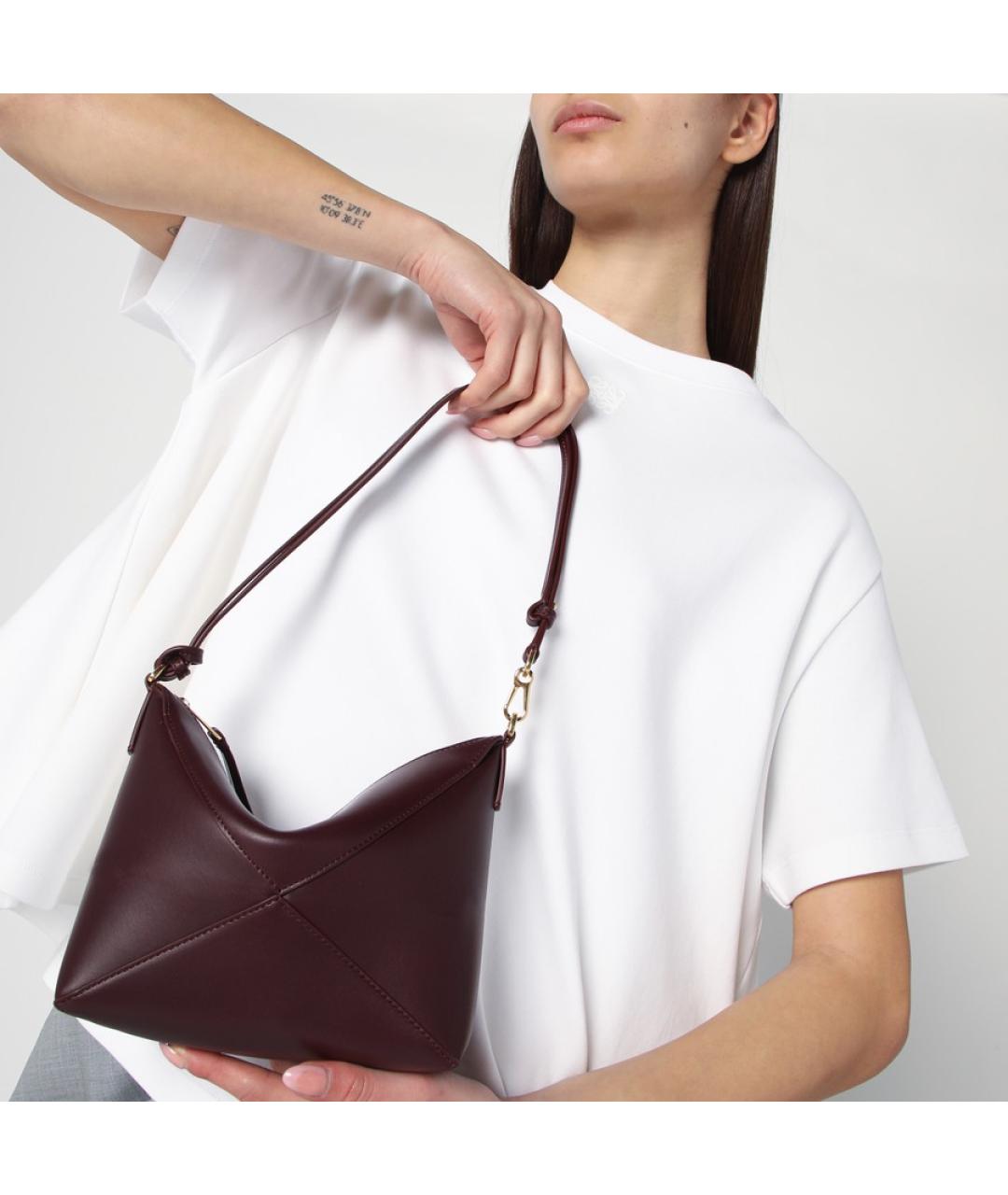 LOEWE Бордовая кожаная сумка через плечо, фото 3
