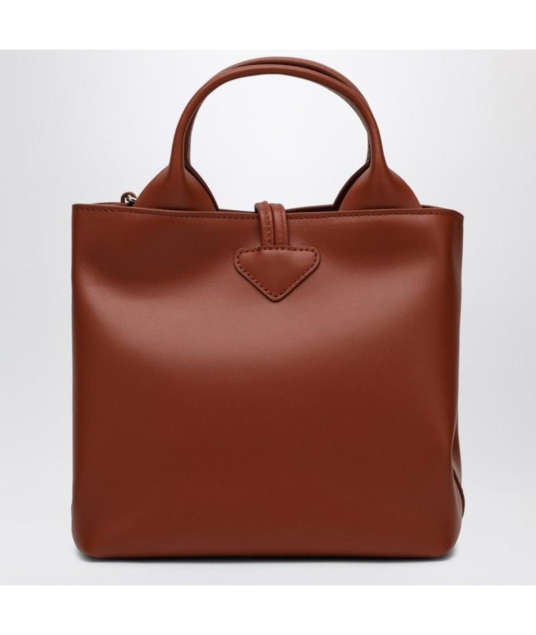 LONGCHAMP Коричневая кожаная сумка тоут, фото 2