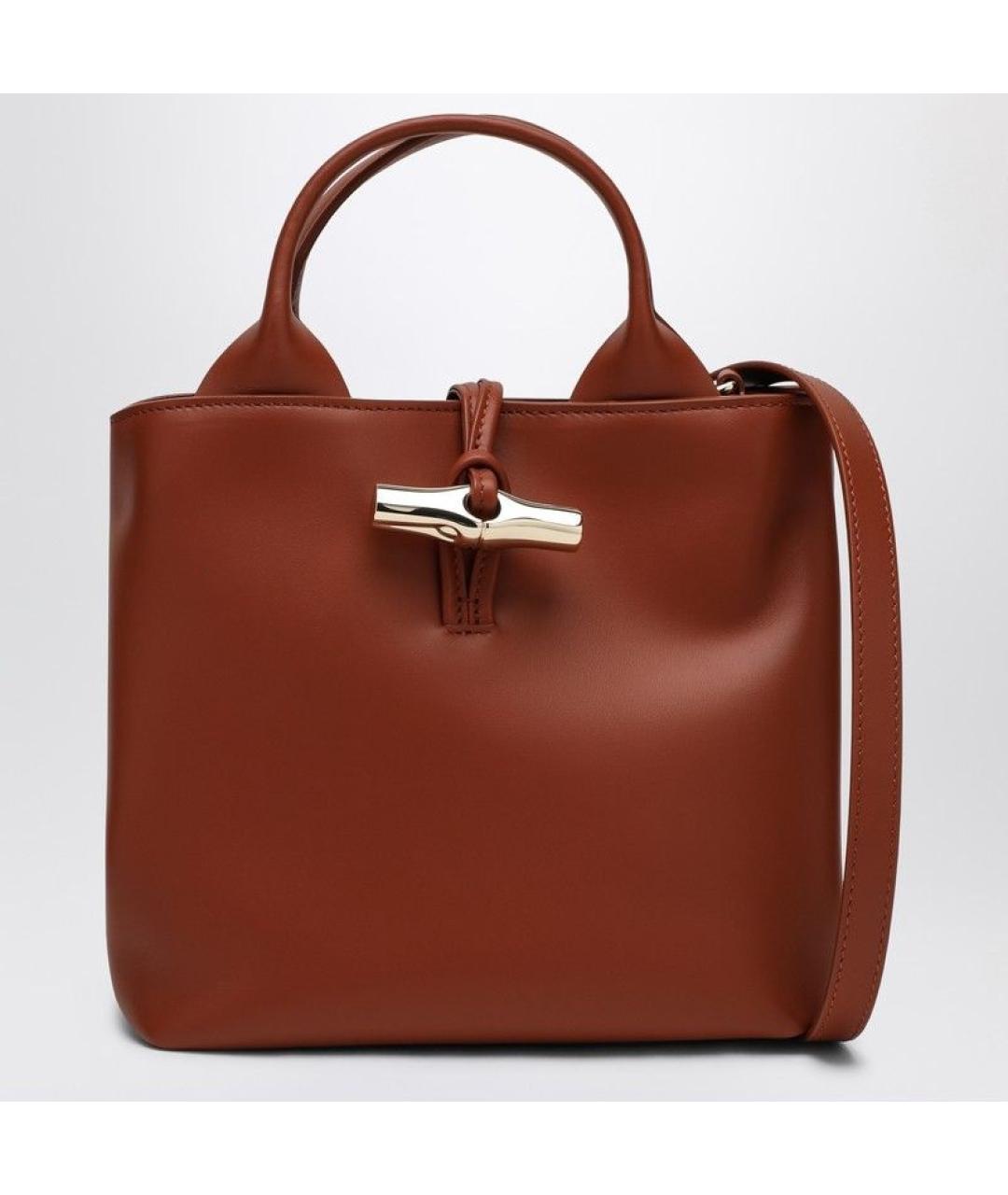 LONGCHAMP Коричневая кожаная сумка тоут, фото 3