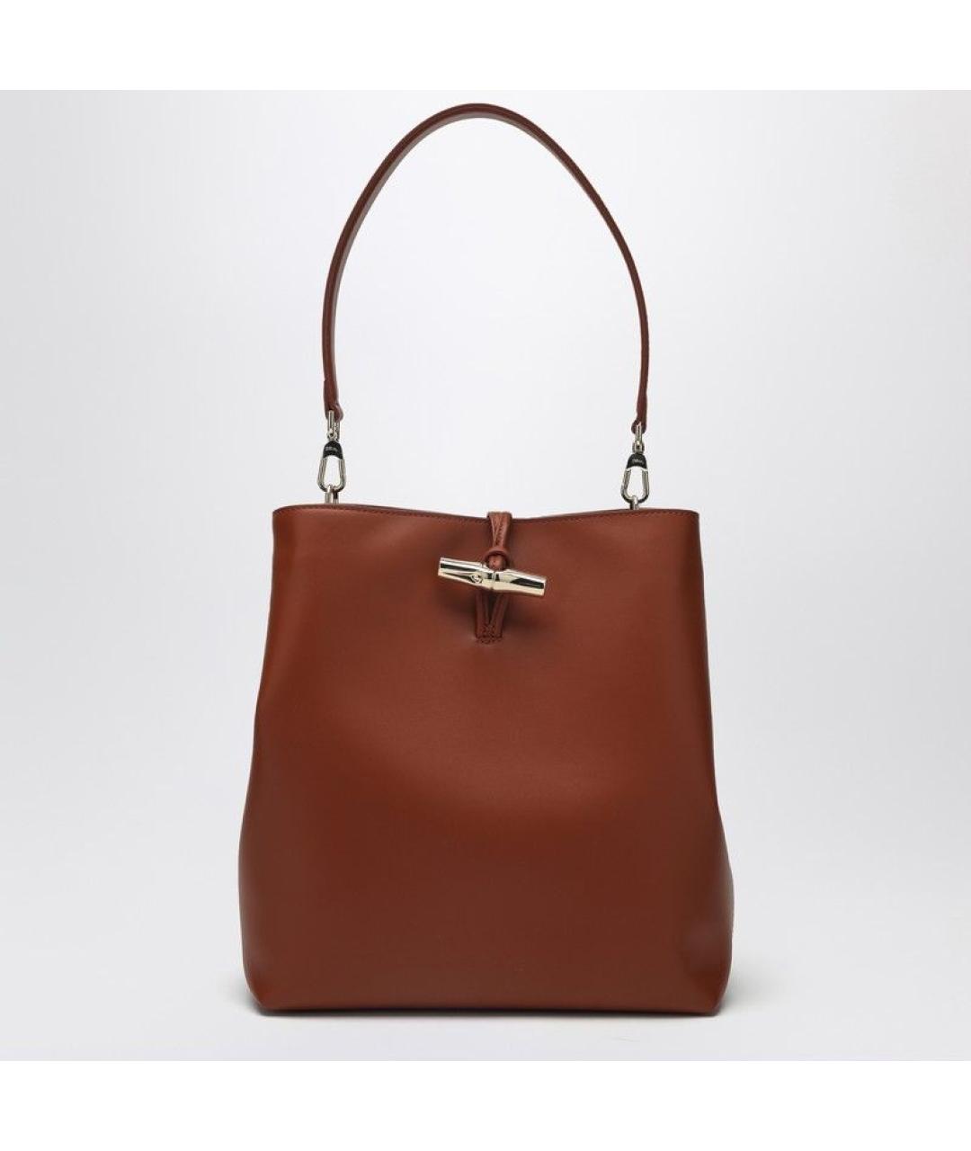 LONGCHAMP Коричневая кожаная сумка через плечо, фото 3