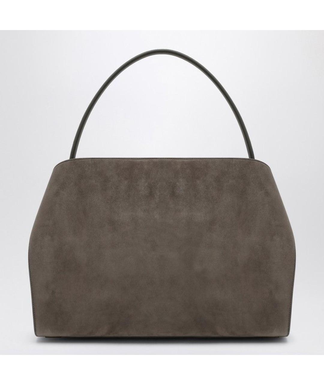 FERRAGAMO Серая кожаная сумка тоут, фото 2