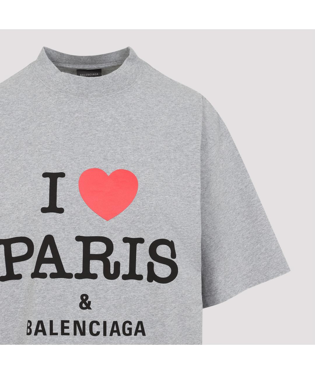 BALENCIAGA Серая хлопковая футболка, фото 4