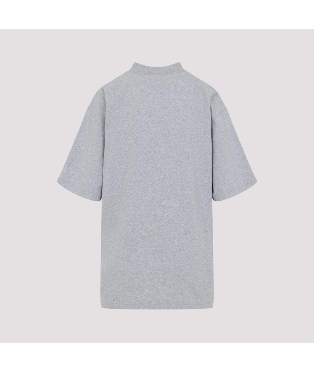 BALENCIAGA Серая хлопковая футболка, фото 3