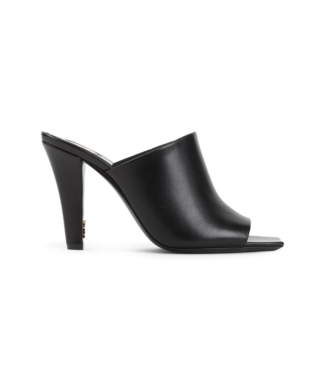 SAINT LAURENT Черные кожаные сабо, фото 1