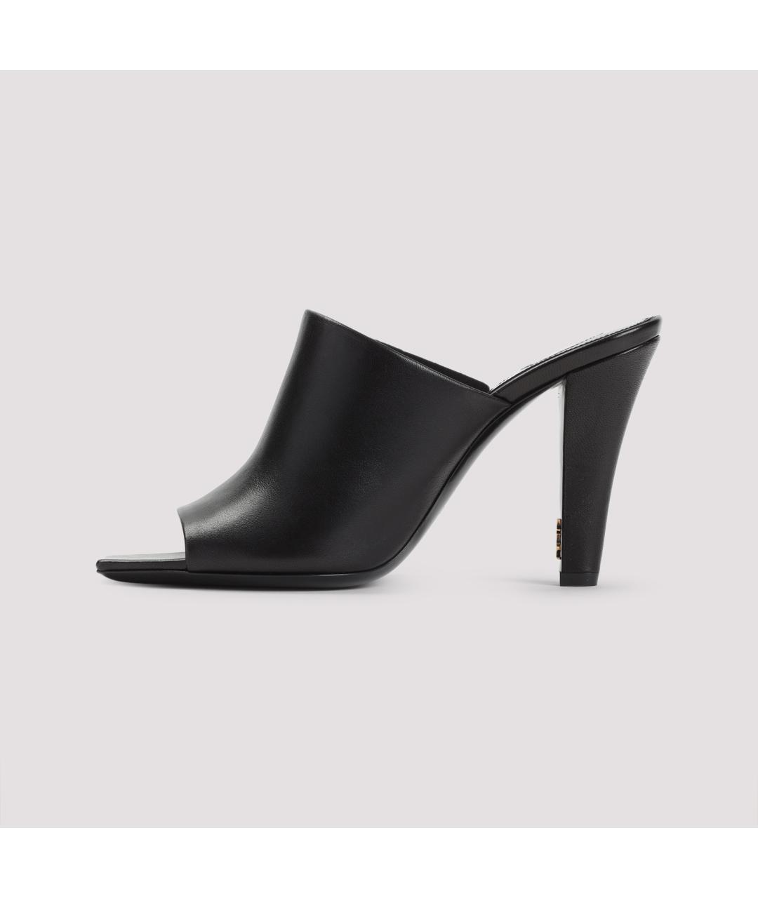 SAINT LAURENT Черные кожаные сабо, фото 3
