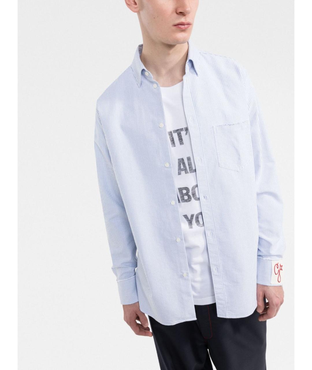 GOLDEN GOOSE DELUXE BRAND Голубая хлопковая кэжуал рубашка, фото 3