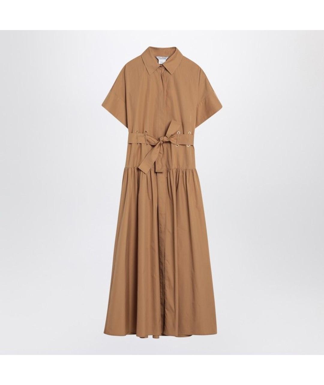 MAX MARA Бежевое хлопковое повседневное платье, фото 3